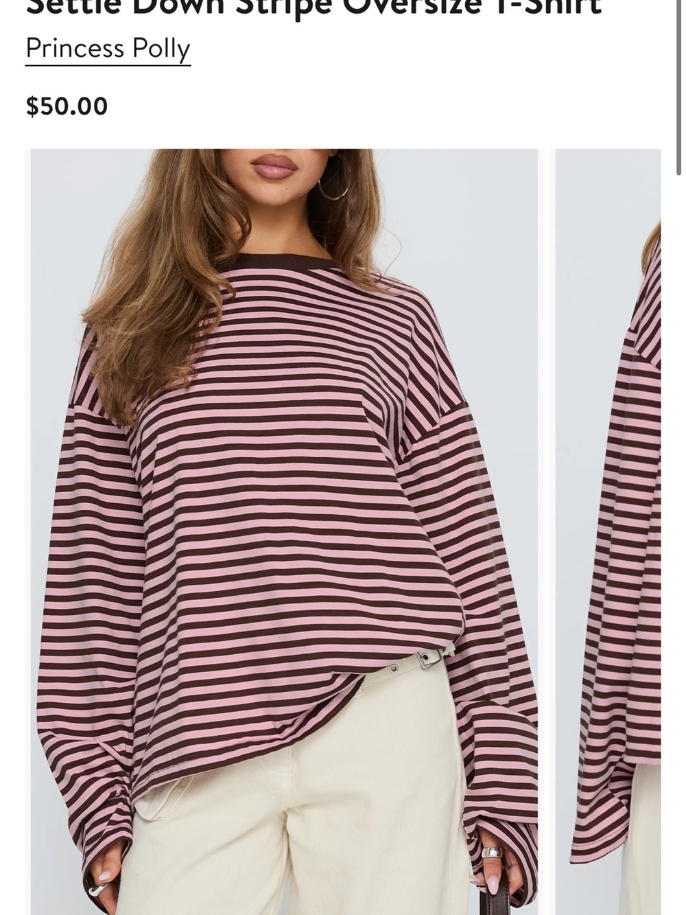 Princess Polly Pink and Black Striped Long-Sleeve Tee